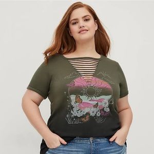Torrid Golden Day Tie Dye Slashed Neck Graphic Boho T-Shirt - Size 5 / 5X